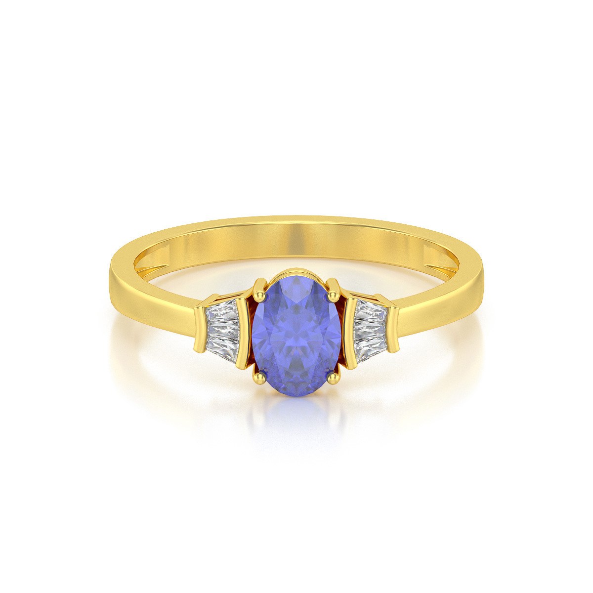 Bague ADEN Or 585 Jaune Tanzanite et diamants 1.99grs