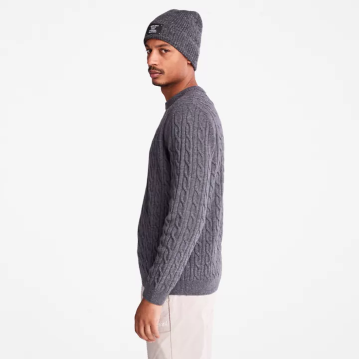 Pull à col rond en maille torsadée Phillips Brook pour homme en gris