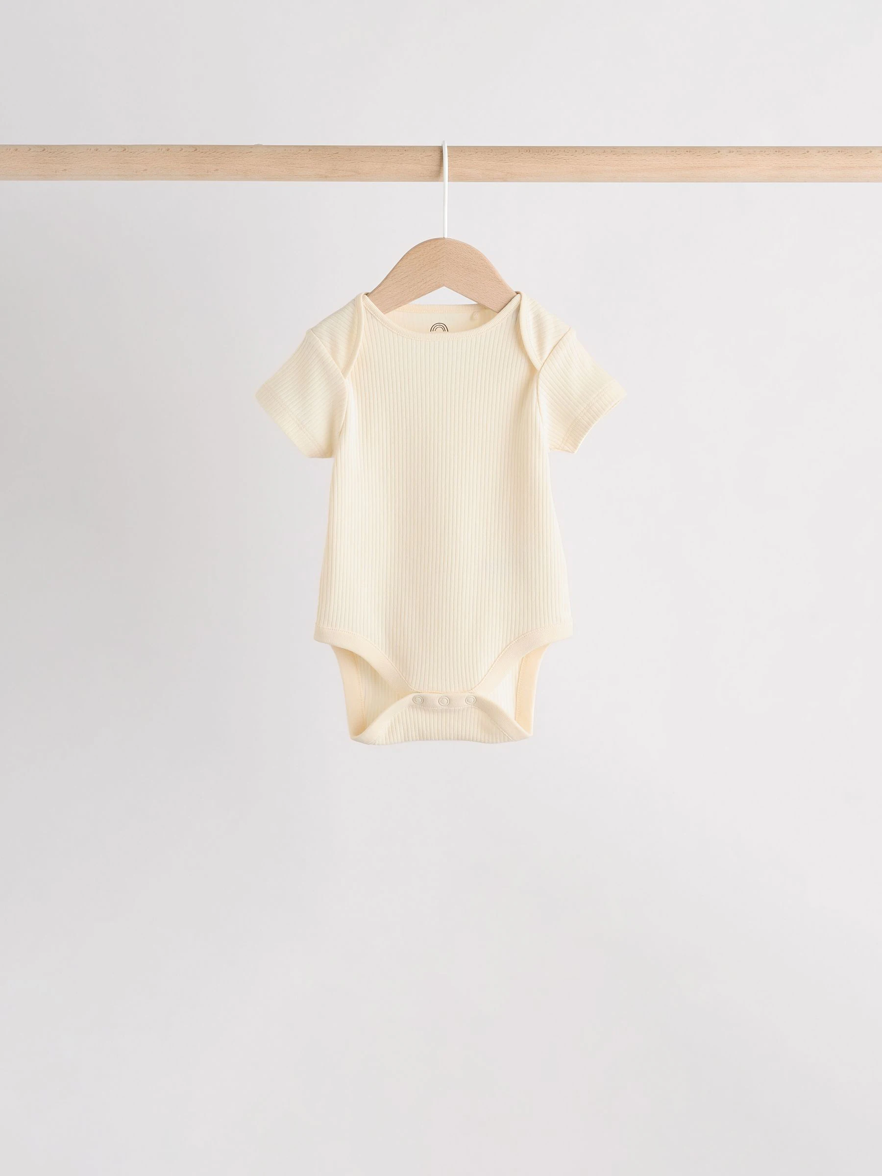 Crème - Set van 5 babyrompertjes met korte mouwen