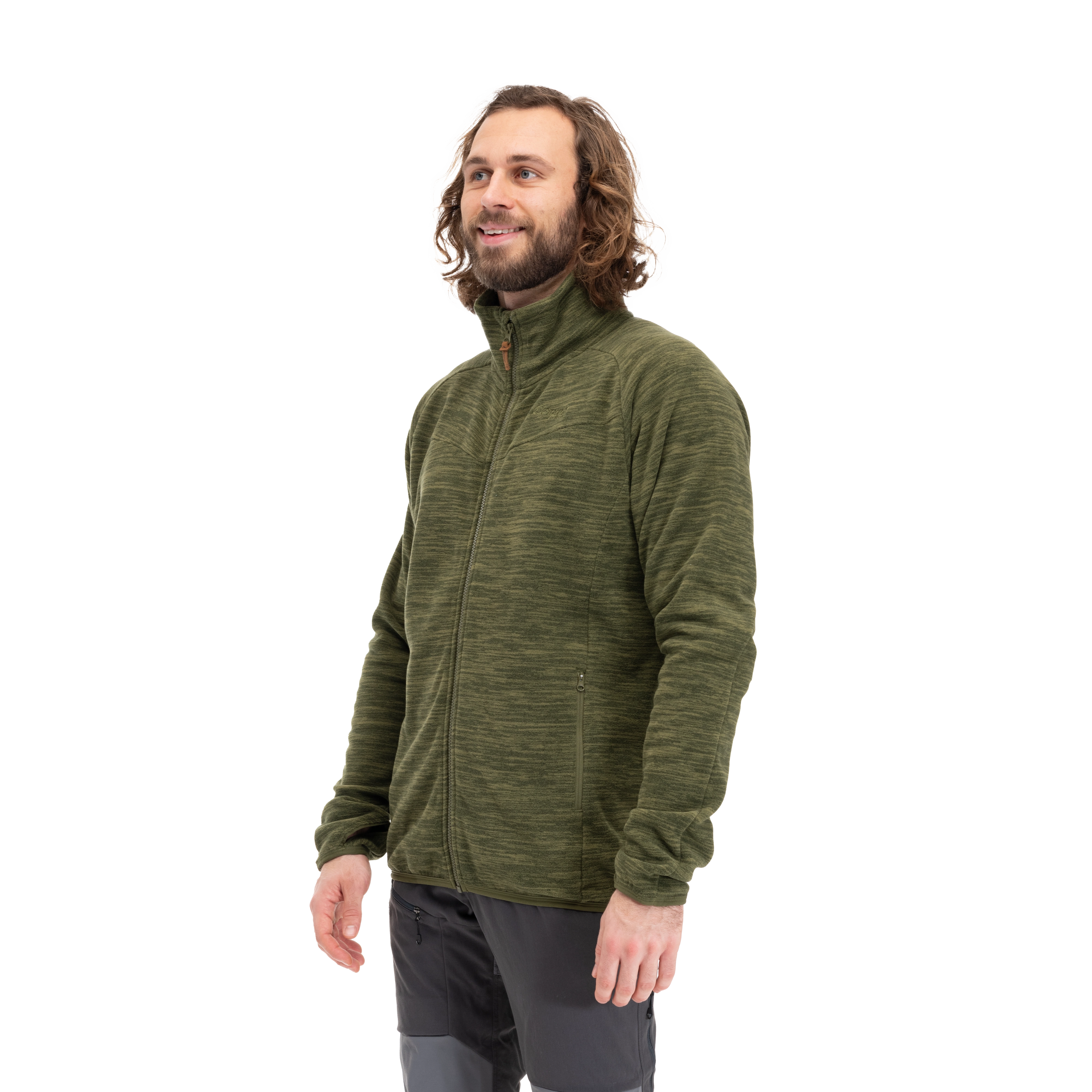 Hareid Fleece Jacket NoHood Dark Olive Green