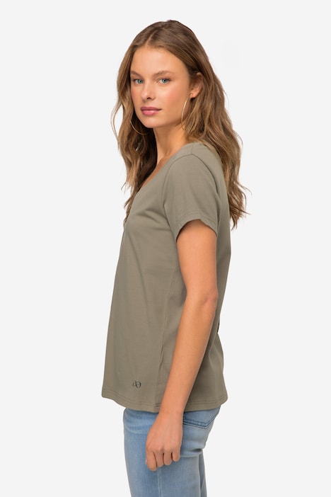 T-Shirt, kleiner Knoten Print, V-Ausschnitt, Halbarm, OEKO-TEX MIG