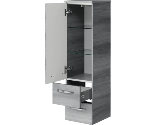 Pelipal Kumba badkamermeubelset (B x H x D): 167 x 200 x 51 cm, grafiet getextureerde fronten, 5-delige set inclusief mineraal gegoten wastafel, halfhoge kast, onderkast en bovenkast (99.1070225193)