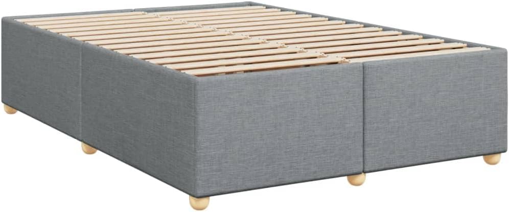 vidaXL Boxspringbett, Doppelbett mit LED Matratze Matratzenauflage, Bettgestell mit Lattenrost Kopfteil, Polsterbett Bett für Schlafzimmer, Hellgrau 140x200cm Stoff
