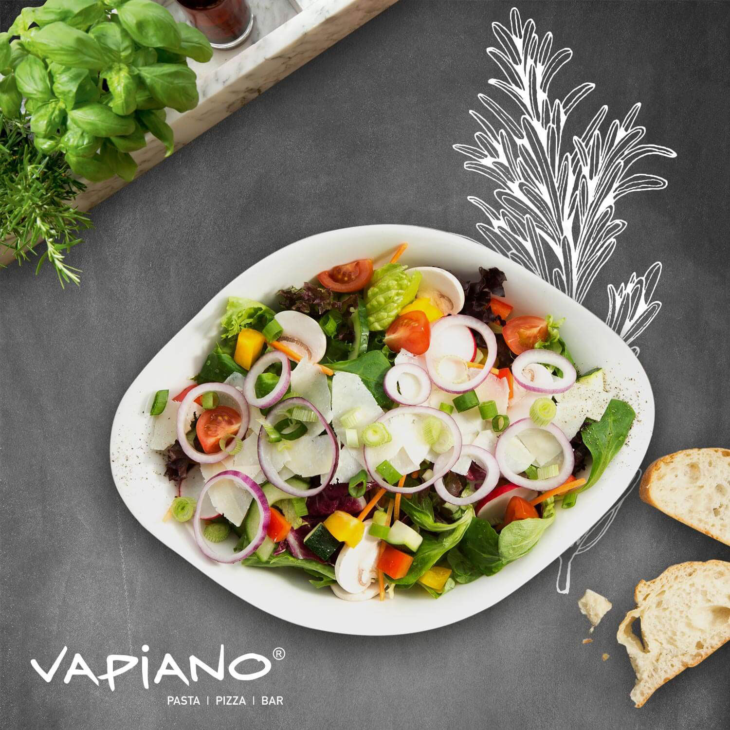 Vapiano Salad serving bowl White, 16.3 oz, Premium Porcelain