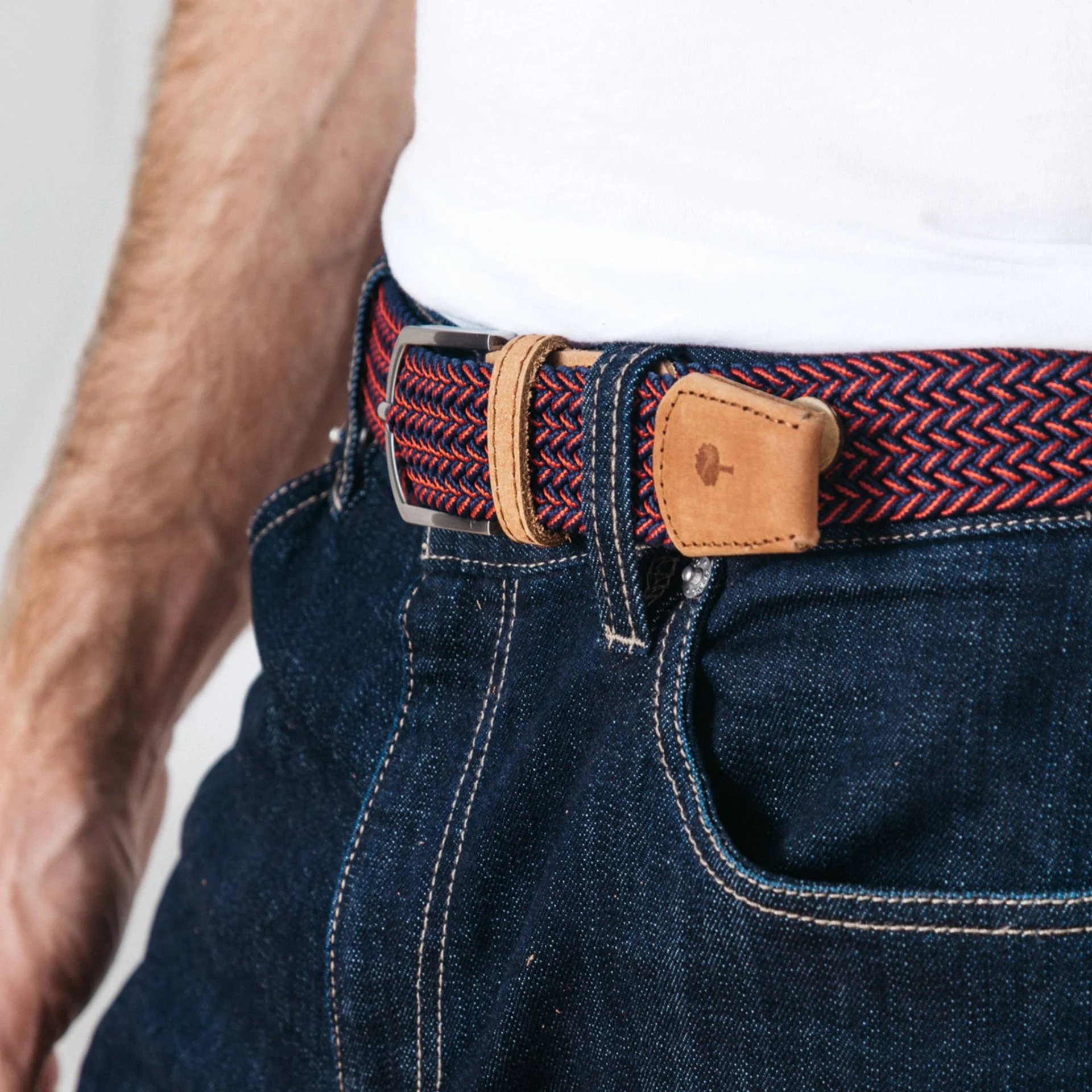 Ceinture rouge foncé & marine rouge foncé & marine - modèle Belt