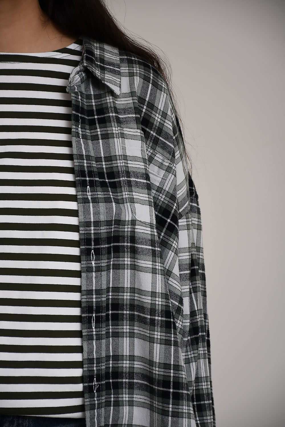 Button front checkered shirt