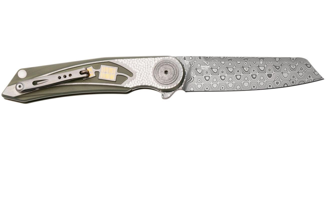 CRKT Fortuitous 4015 Rose Damasteel, Green Titanium, zakmes, Michael Walker design