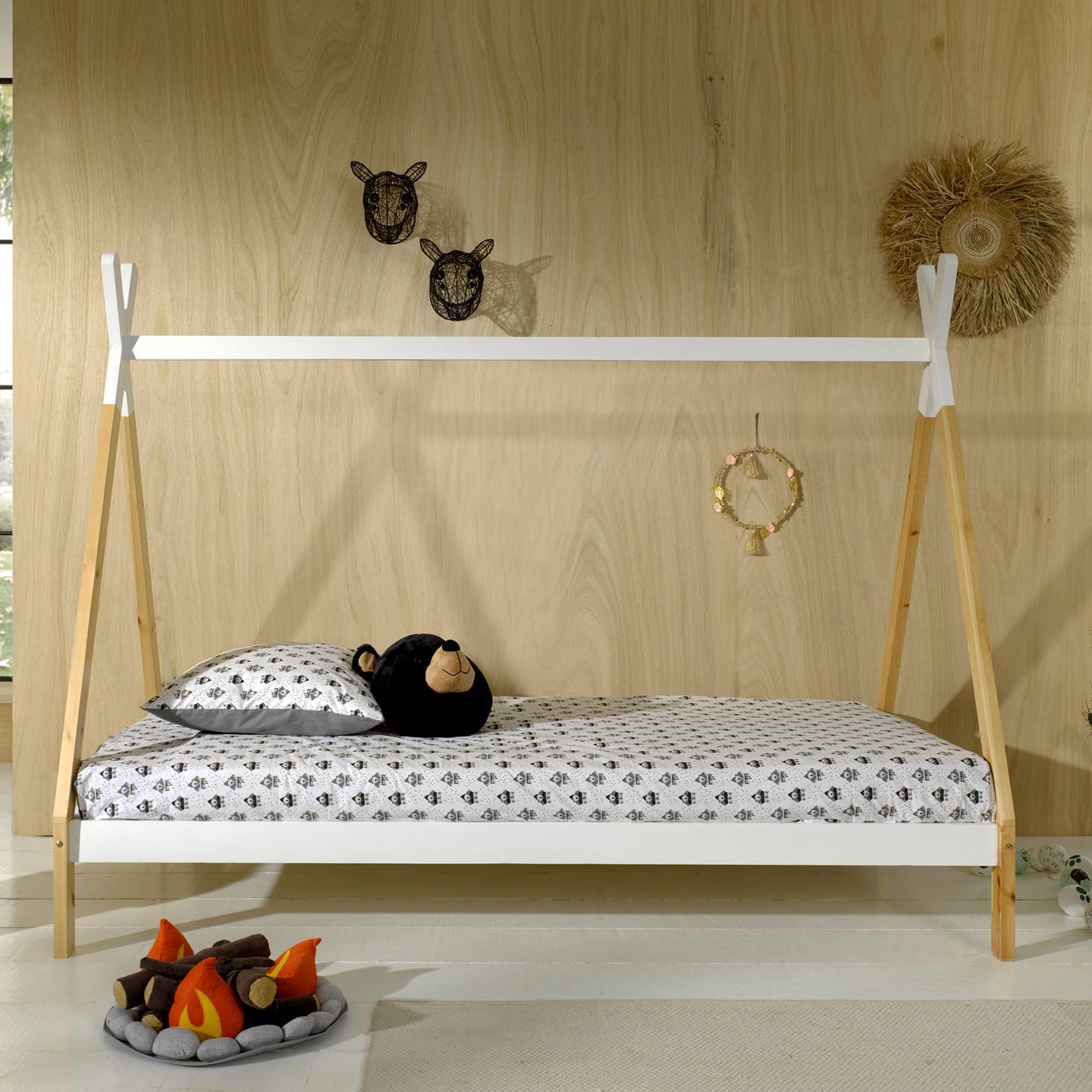 Vipack Tipi Eenpersoonsbed 90 x 200 cm - Naturel Wit