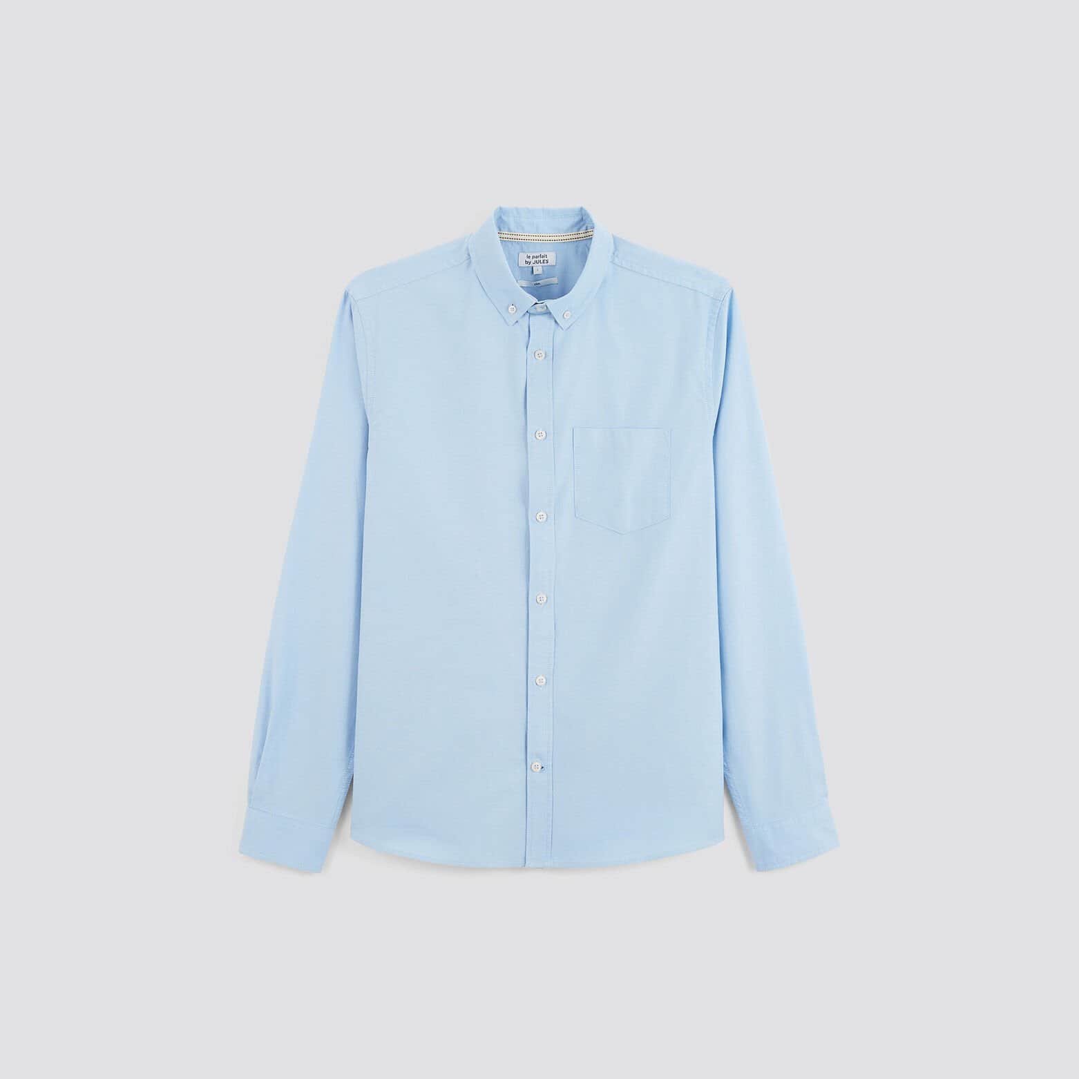 Chemise oxford unie 'le parfait by JULES' coton bi Bleu clair
