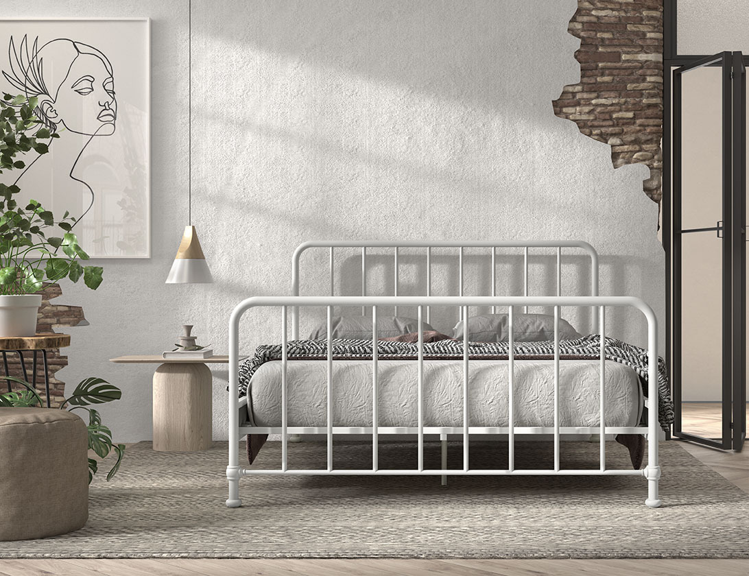 Metallbett BRONXX - weiß matt - 160x200 cm