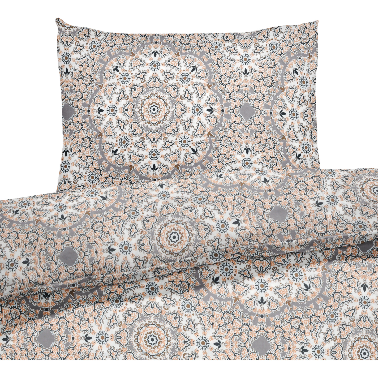 Bettwäsche Satin Mandala beige 160x210 65x100 Bettanzug Nord