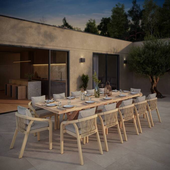 Fauteuil de jardin PAPOUASIE Taupe & Acacia