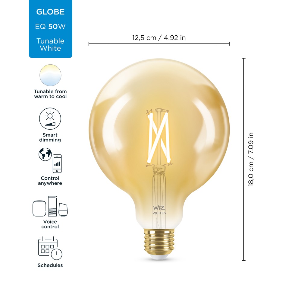 WiZ - G125 Amber Globe E27 Justerbar Hvid Smart Hjem