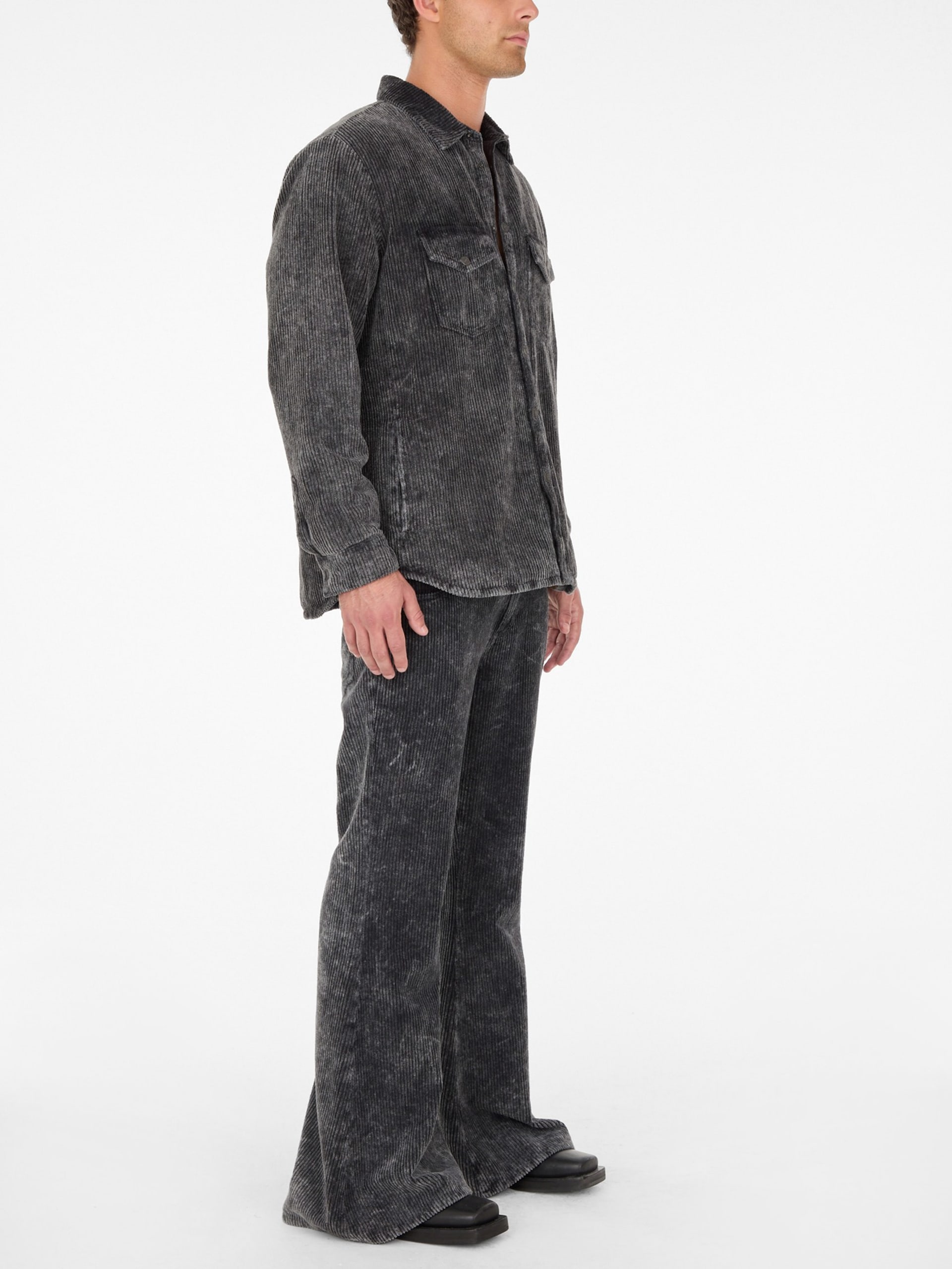 sobrecamisa acolchoada de veludo cotelê