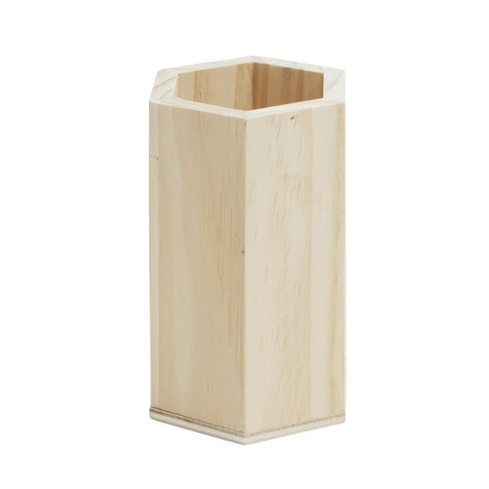 Pot à crayon en bois hexagonal à personnaliser Ø7,5x10cm