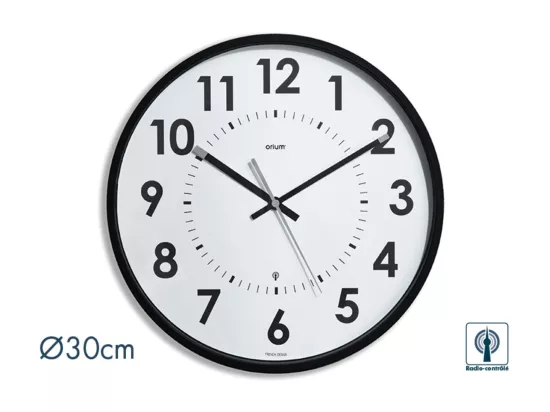 Horloge radio contrôlée Abylis Ø30cm - Noir - Orium