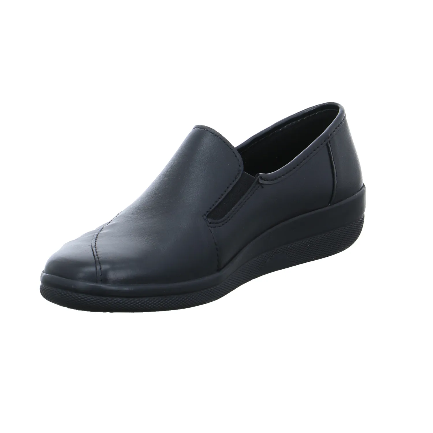 VAN DER LAAN Comfort-Slipper Schwarz Leder  mit Wechselfussbett
