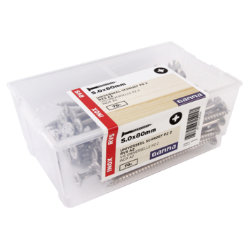 GAMMA schroef universeel platkop RVS 5.0x80 mm 70 stuks