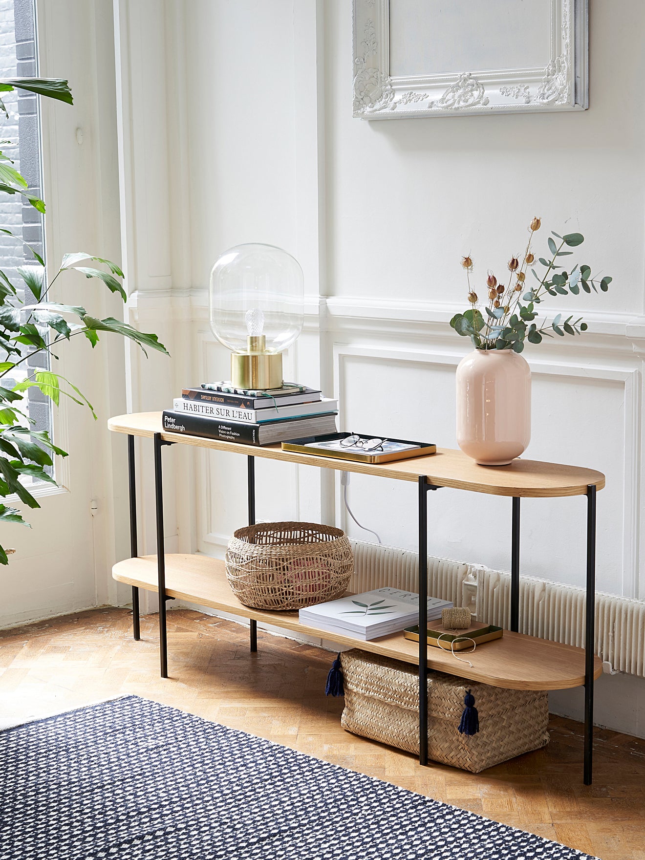 Console en chêne et métal