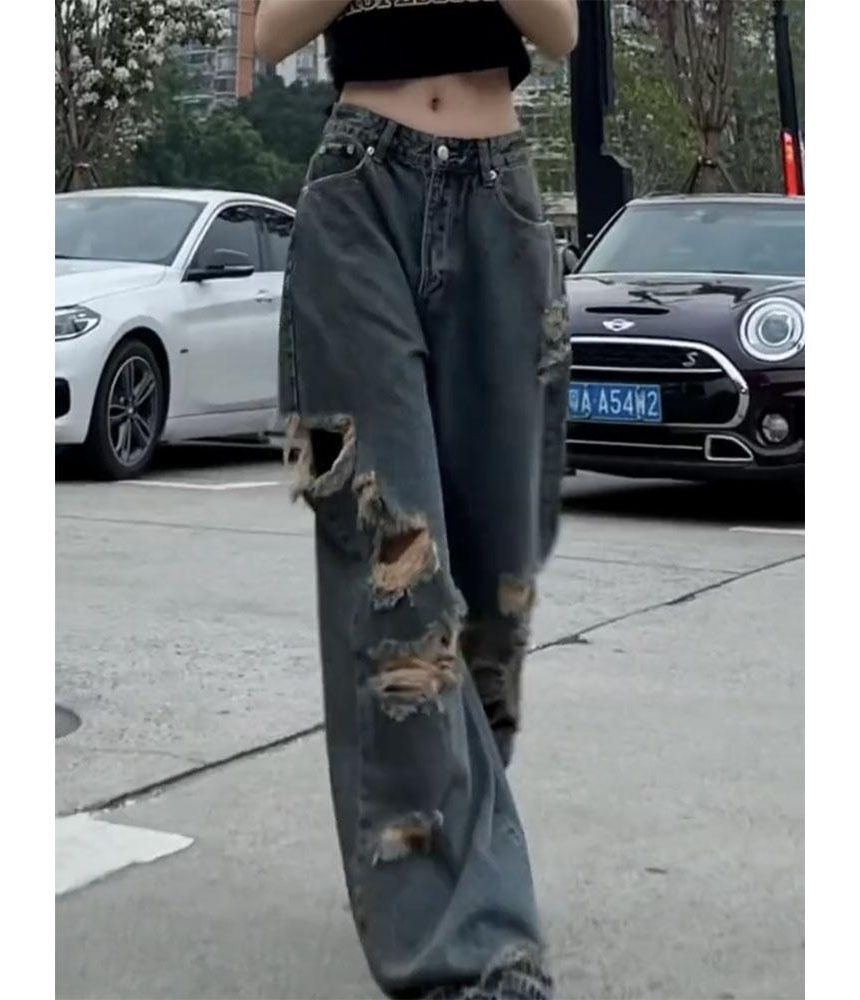 Vhancy - Low Rise Distressed Baggy Jeans