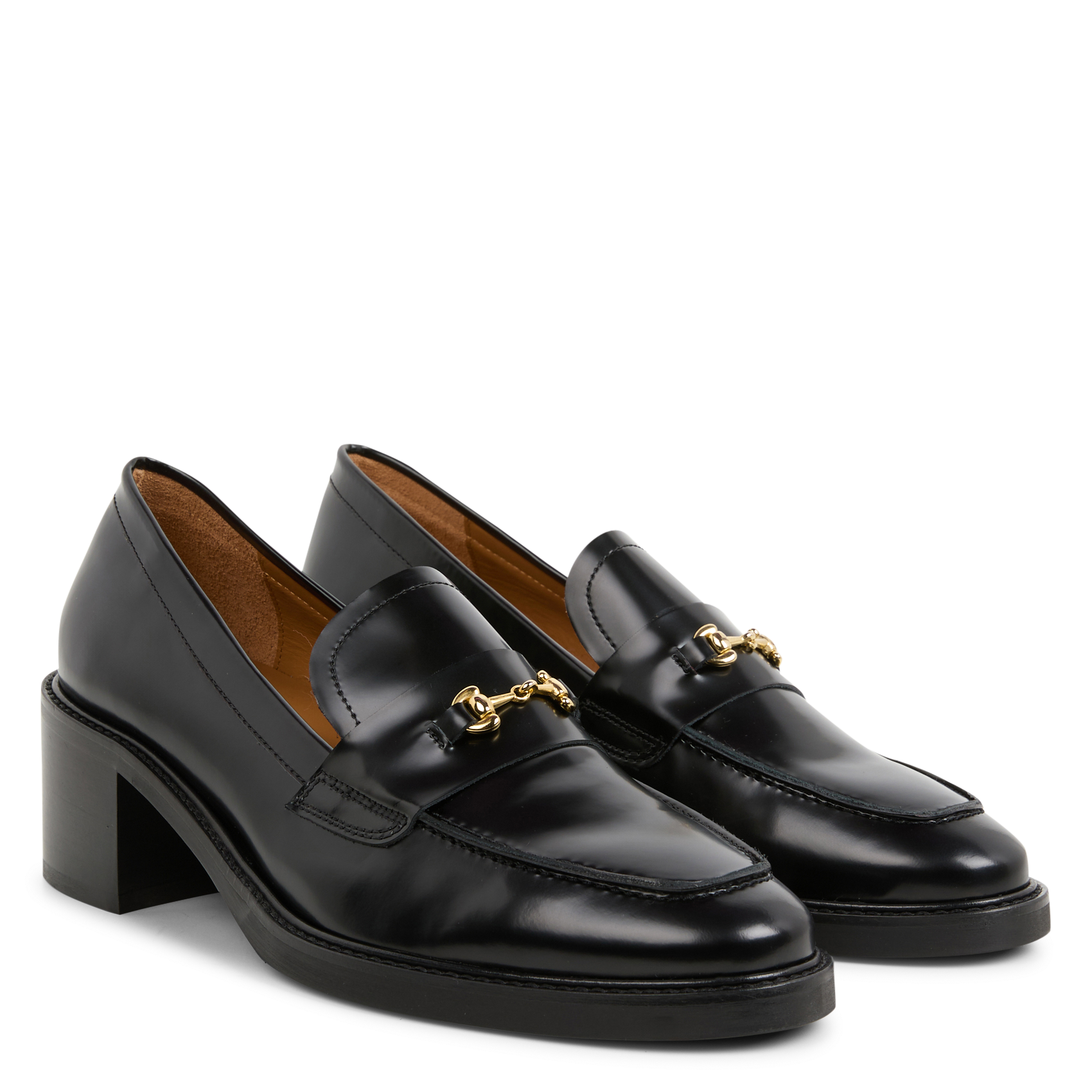 N°80 - Mocassins à talon en cuir | Noir