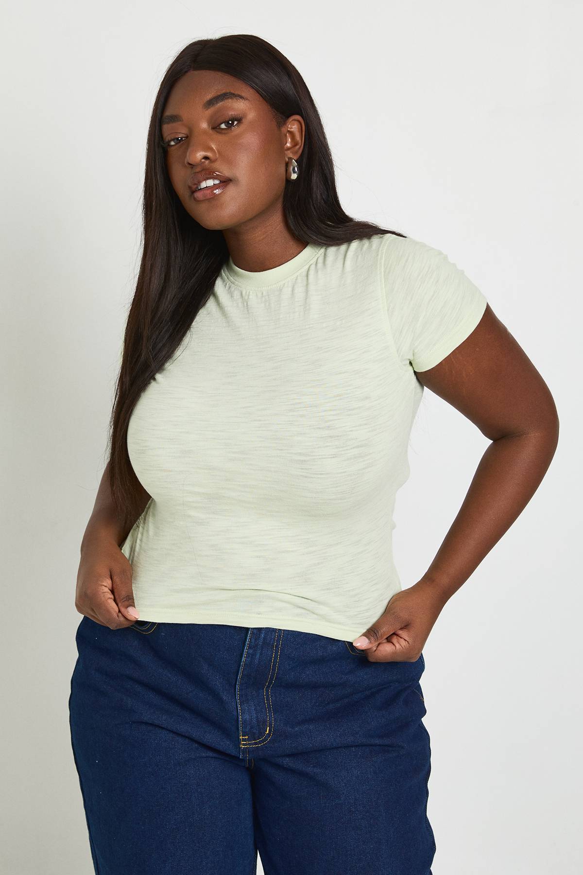 boohoo T-shirt Baby Tee Transparent Chiné Grande Taille
