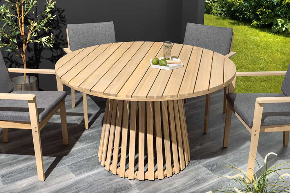 Runder Gartentisch KOPENHAGEN 120cm natur Akazie Massivholz In- und Outdoor wetterfest