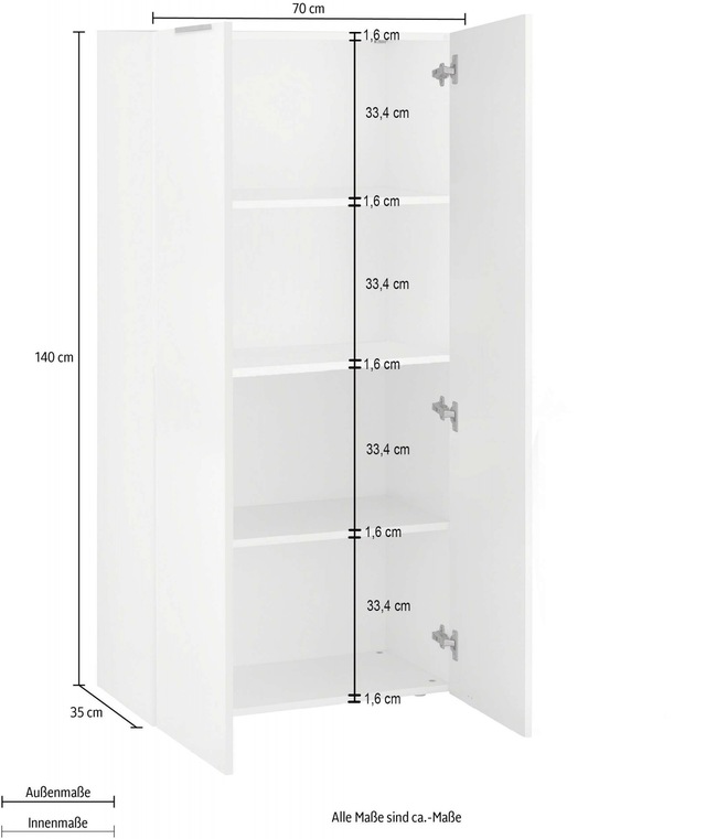 INOSIGN Bücherregal »DALIA« 1 Stk. tlg. Aktenschrank im modernen Design, Breite 70 x Höhe 140 cm, Hochglanz