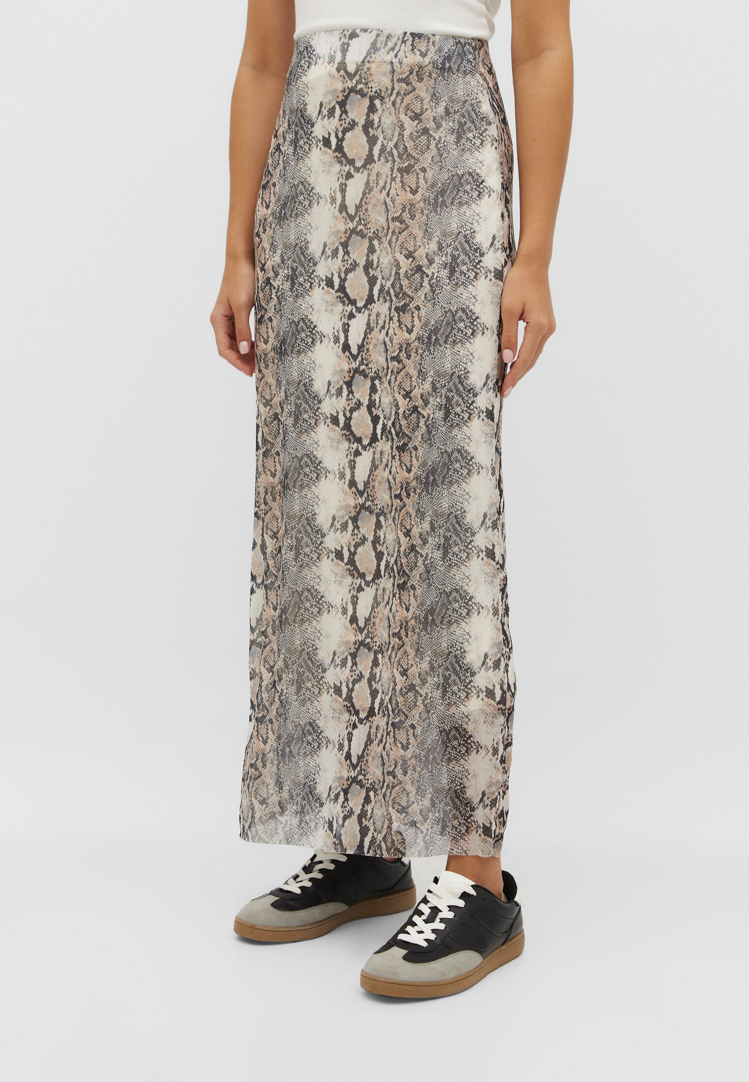 Saia midi de tule estampada