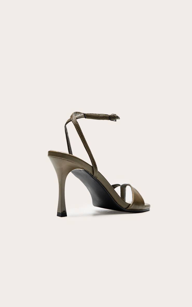 Vert Olive Sandale À Talon Compensé En Synthétiquecuir Avec Bride Entre Les Orteils
