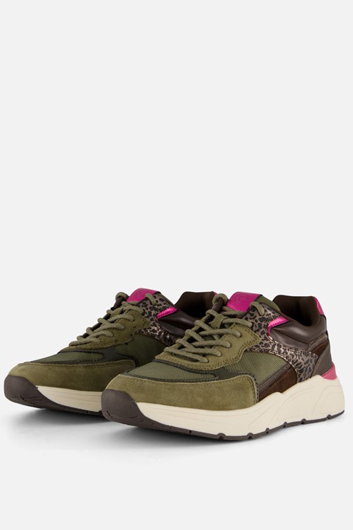 Tamaris Leopard Sneakers groen Textiel