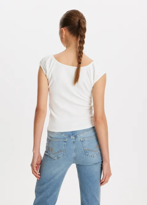 Top met pof detail off-white (WIT.O)
