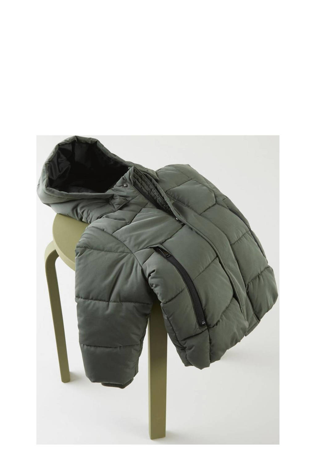 NAME IT baby gewatteerde winterjas NMMMEMO zachtgroen