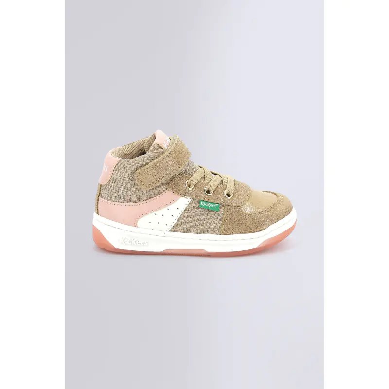 KICKALIEN BEIGE ROSE GLITTER SNEAKERS HAUTES Synthétique Fille