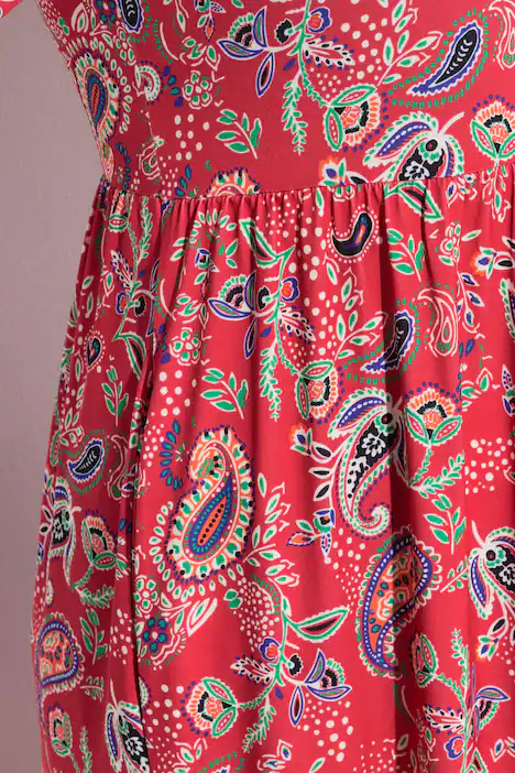 Maxikleid, A-Linie, Rundhals, Halbarm, Taschen, pfauenblau