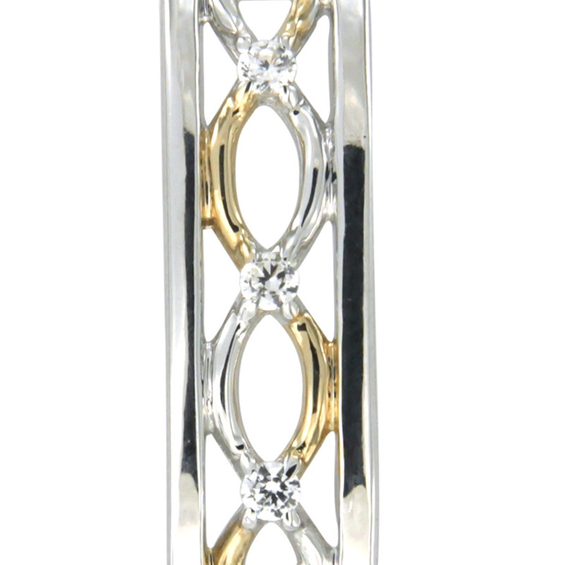 Pendentif Rectangle Doré et Argent 925 orné de Cristaux Swarovski Blanc