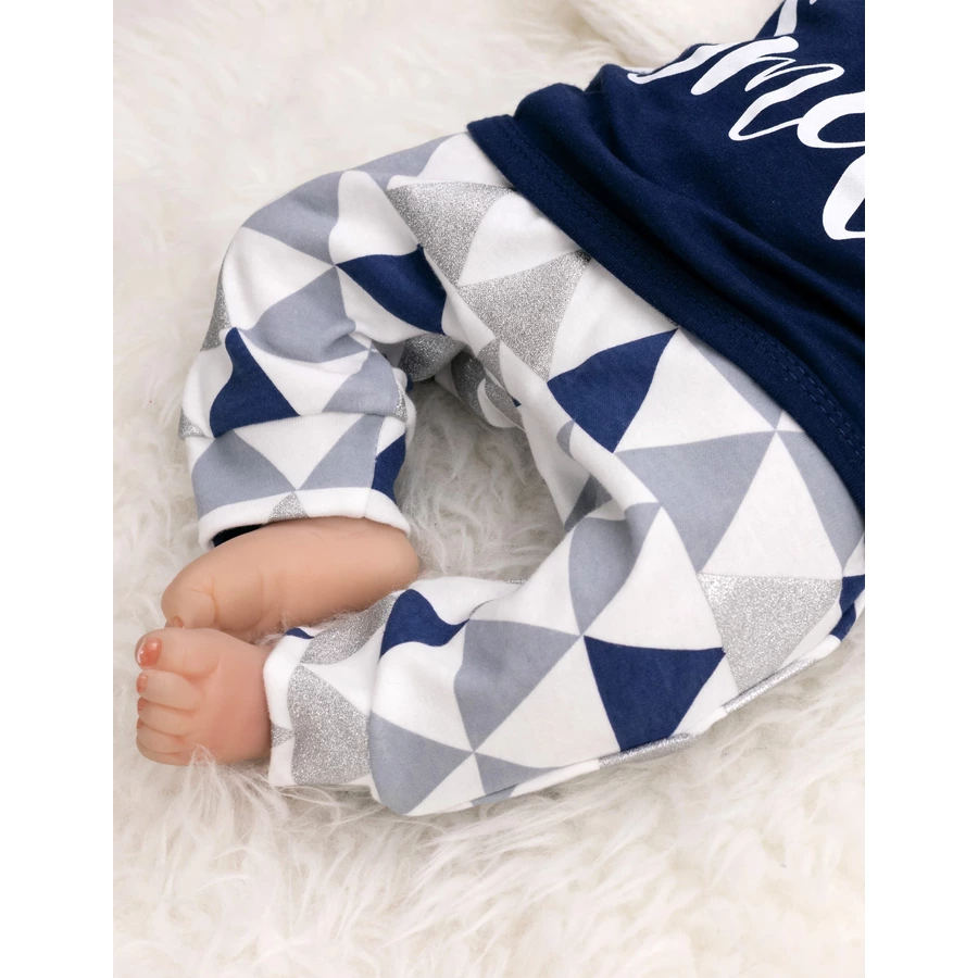 Baby Sweets 3tlg Set Shirt + Hose + Mütze Lieblingsstücke You make me Smile weiß grau dunkelblau