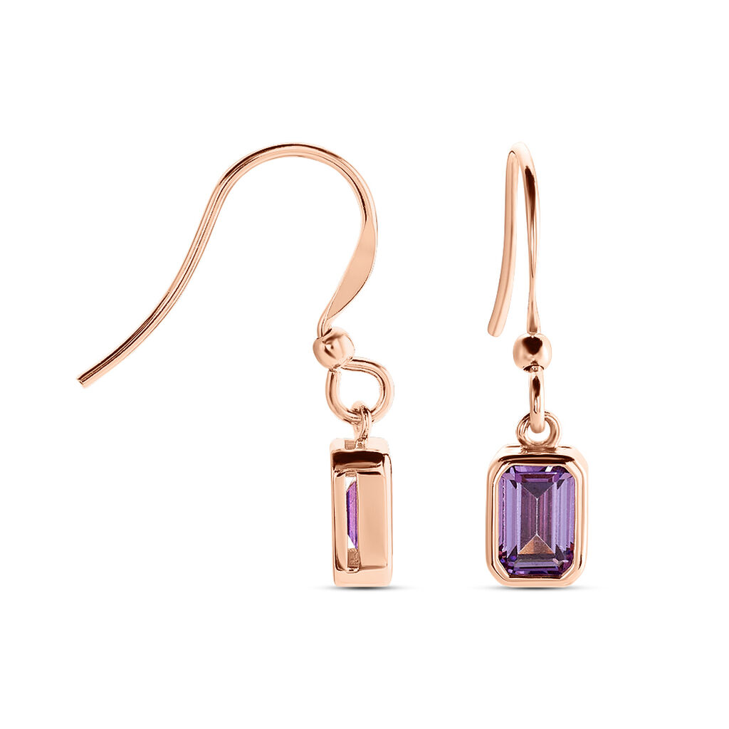 Boucles D'oreilles Pendantes Purple Mood Argent Rose Oxyde