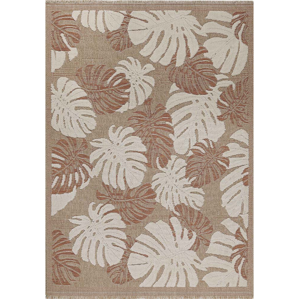 Tapis intérieur extérieur aspect jute terracotta tulum 9062 180 x 67 cm