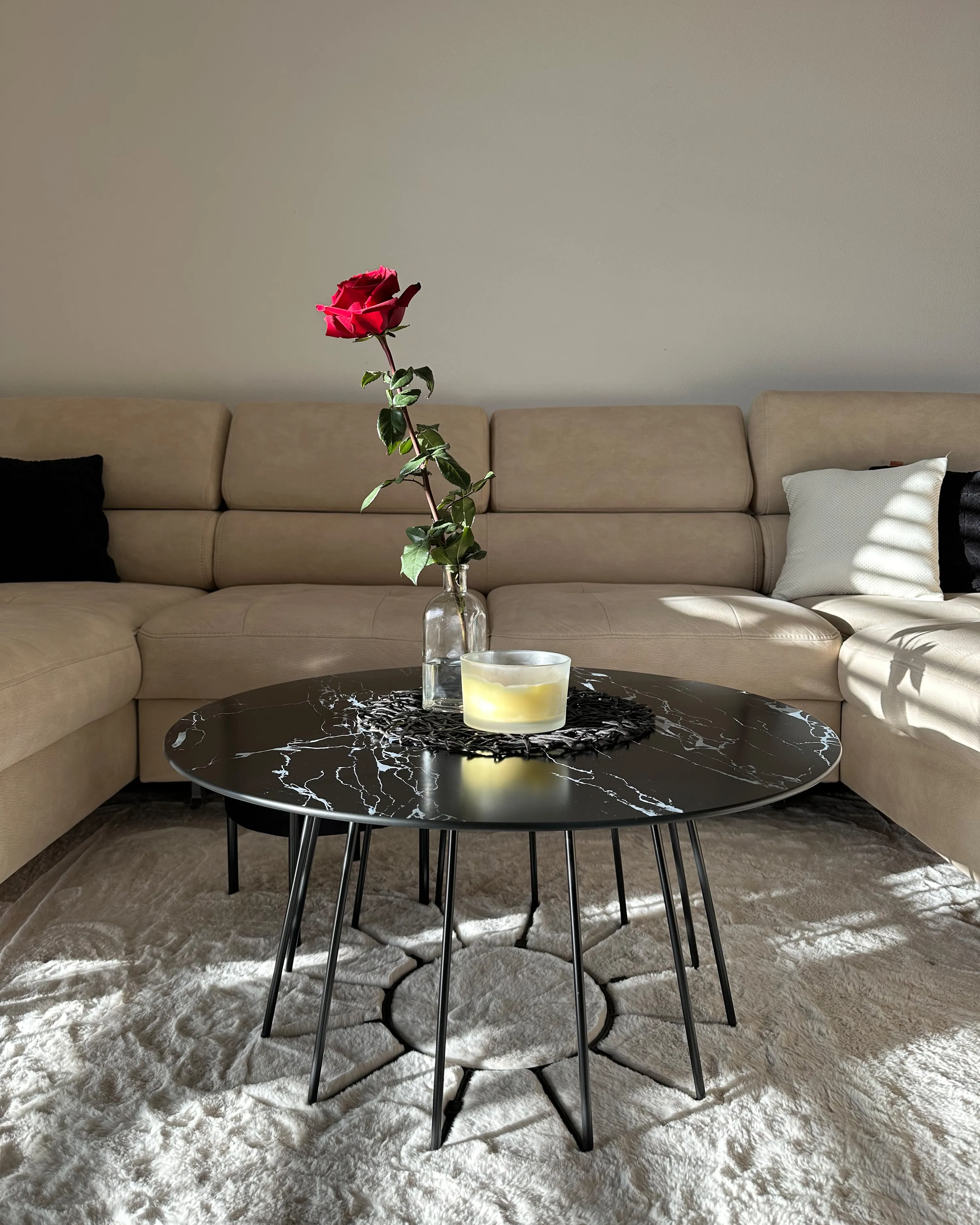 Salontafel BERNIE Veiligheidsglas Zwart marmer