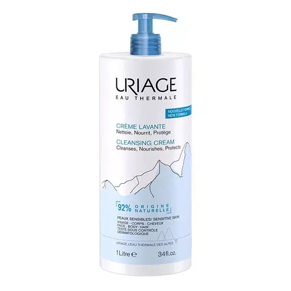 Creme de limpeza e nutrição Uriage para rosto e corpo 1L