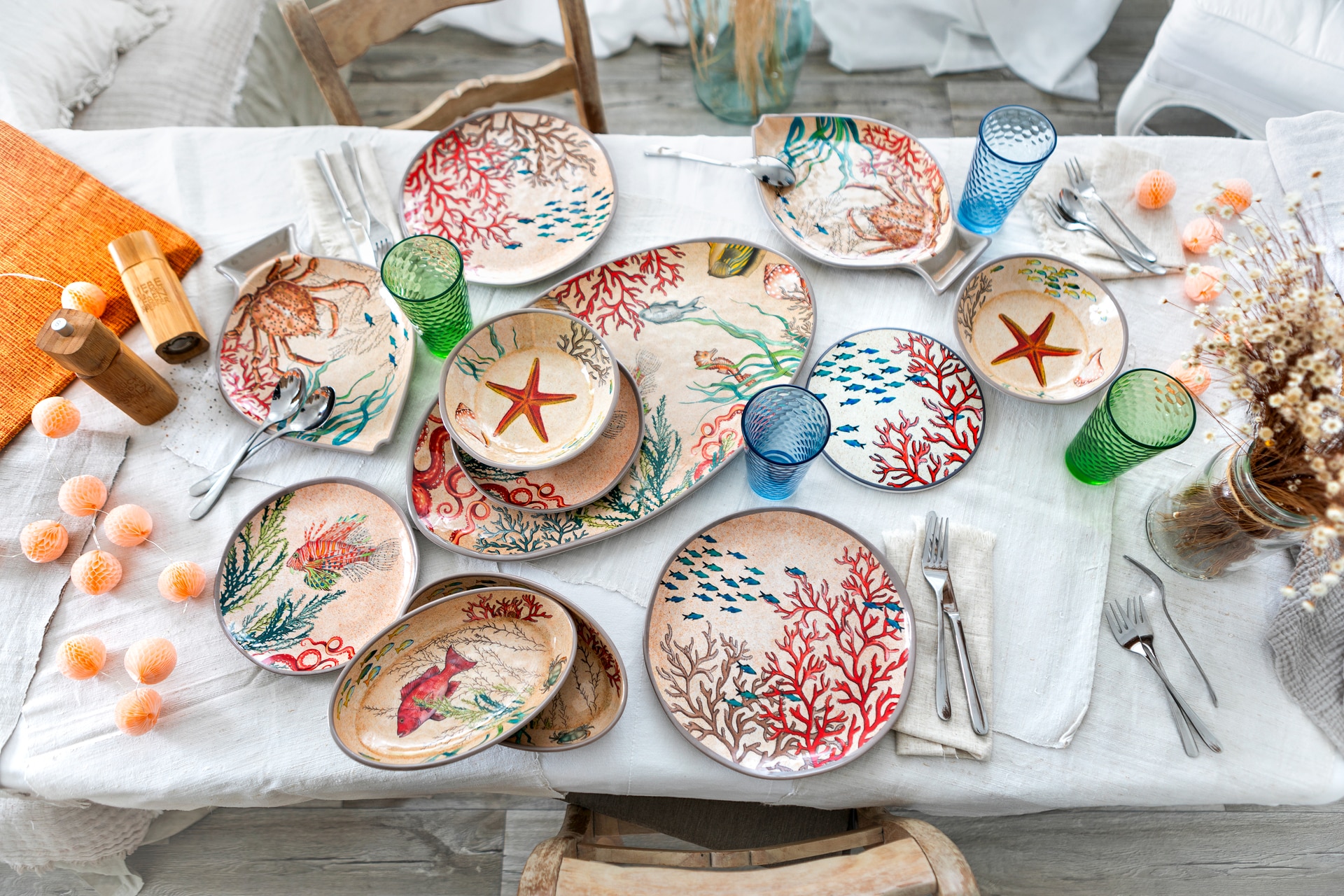 ROSE & TULIPANI Dessertteller SEA LIFE Fisch 2er Set