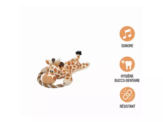 Jouet peluche Girafe avec anneau sonore pour chien 