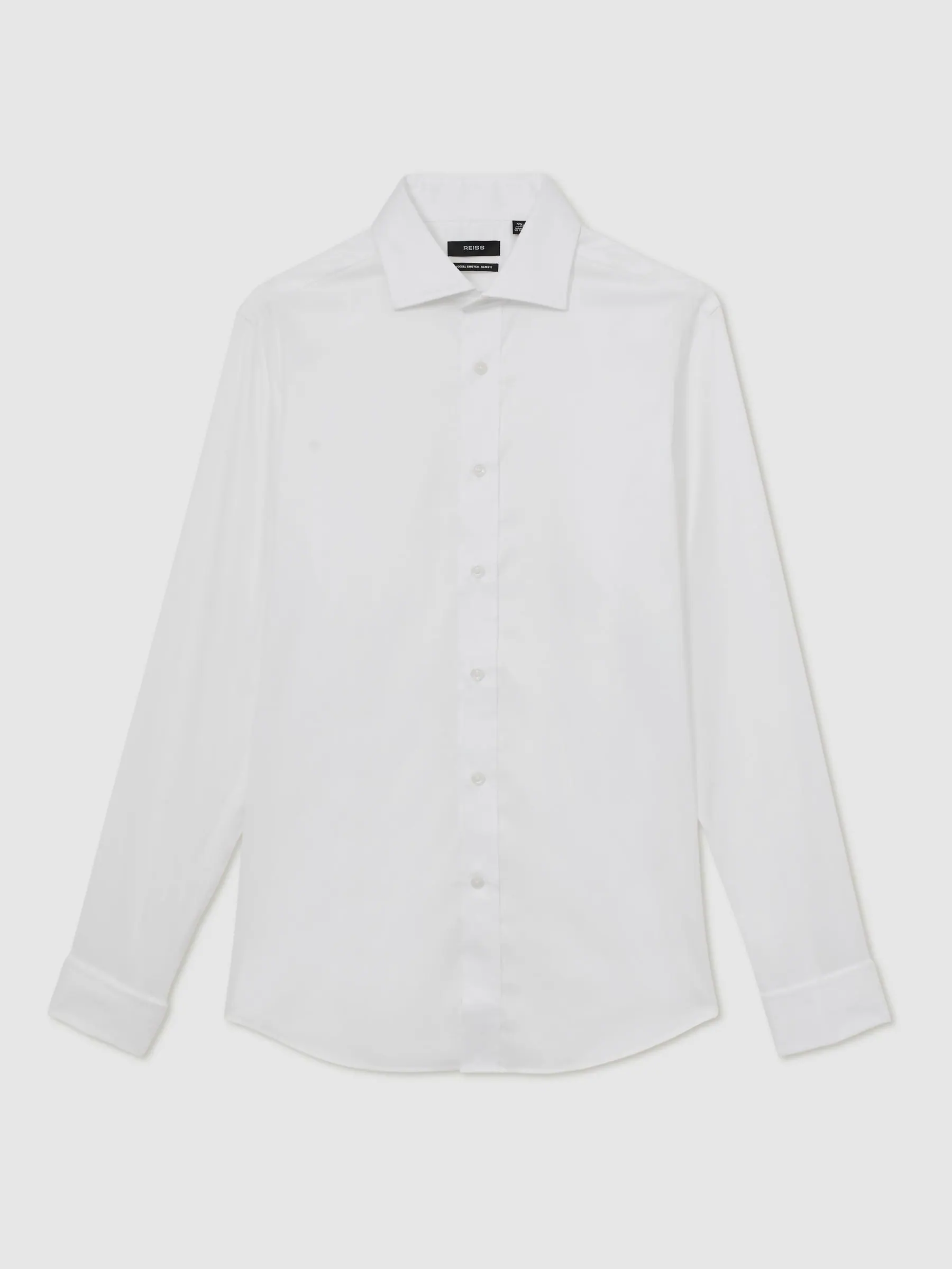 Wit - Slim Fit - Reiss Bishopsgate Stretch Double-Cuff Shirt Cotton-Blend