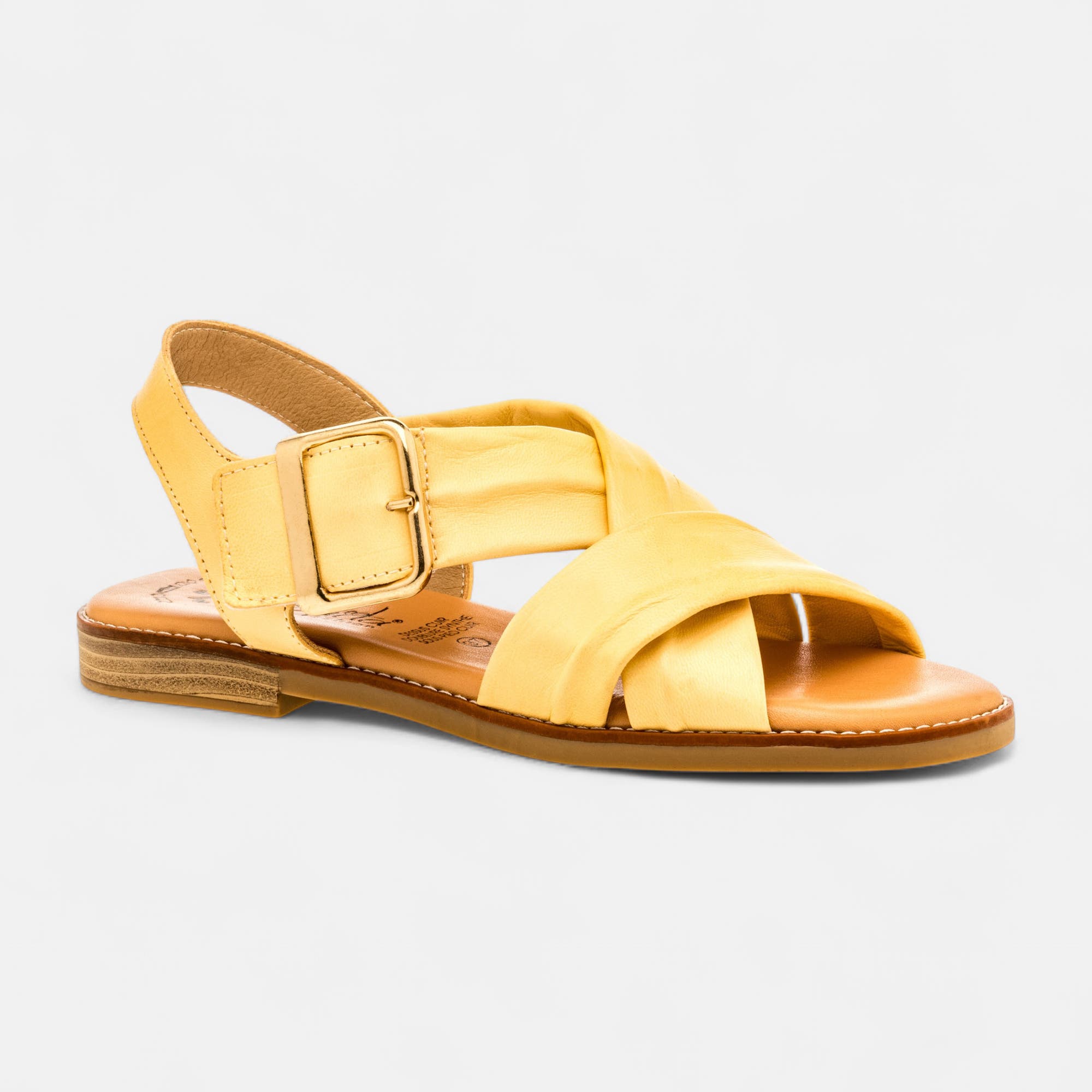 Nu-pieds Femme en cuir jaune