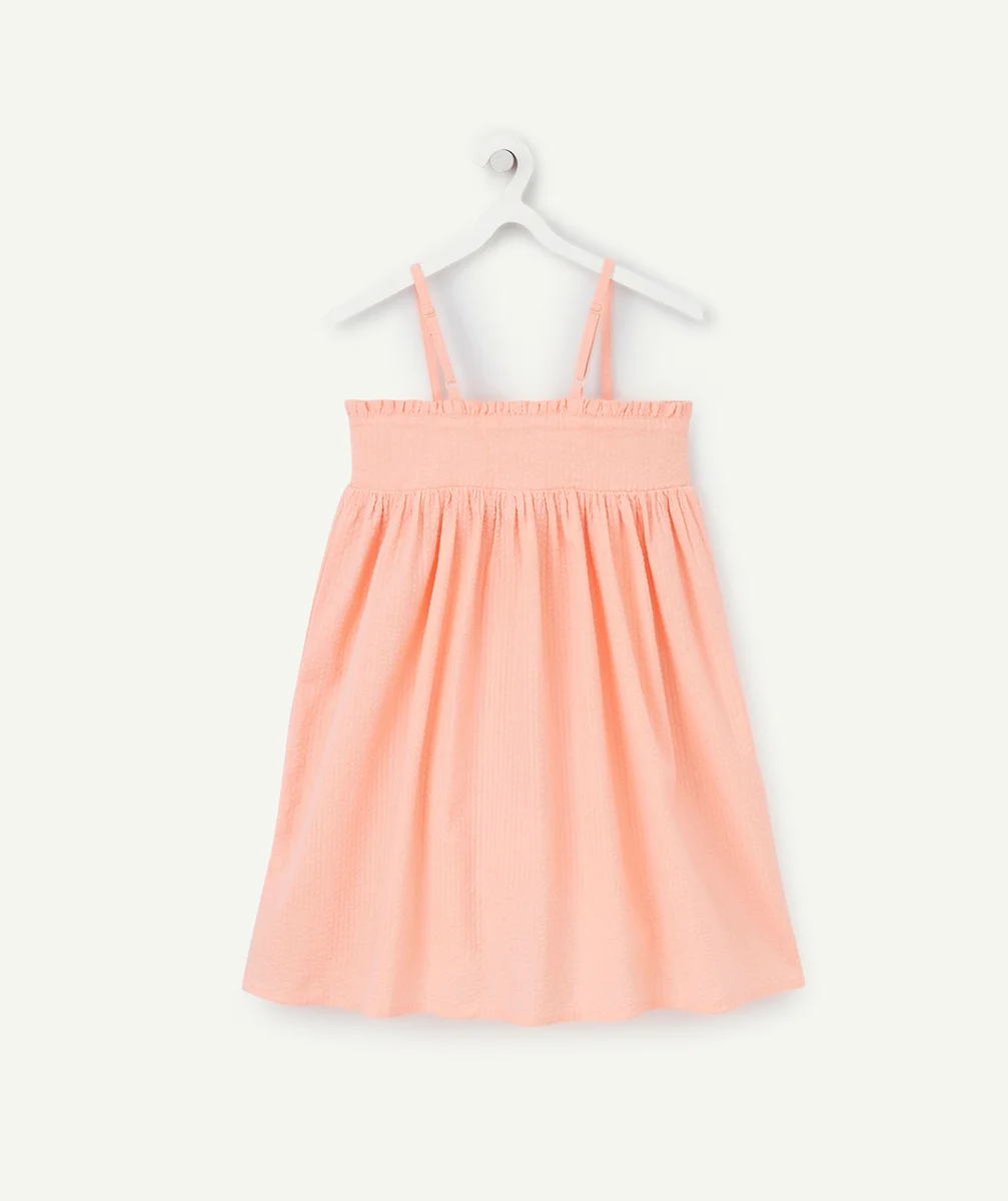 ROBE À BRETELLES FILLE EN COTON ROSE AVEC BRODERIES