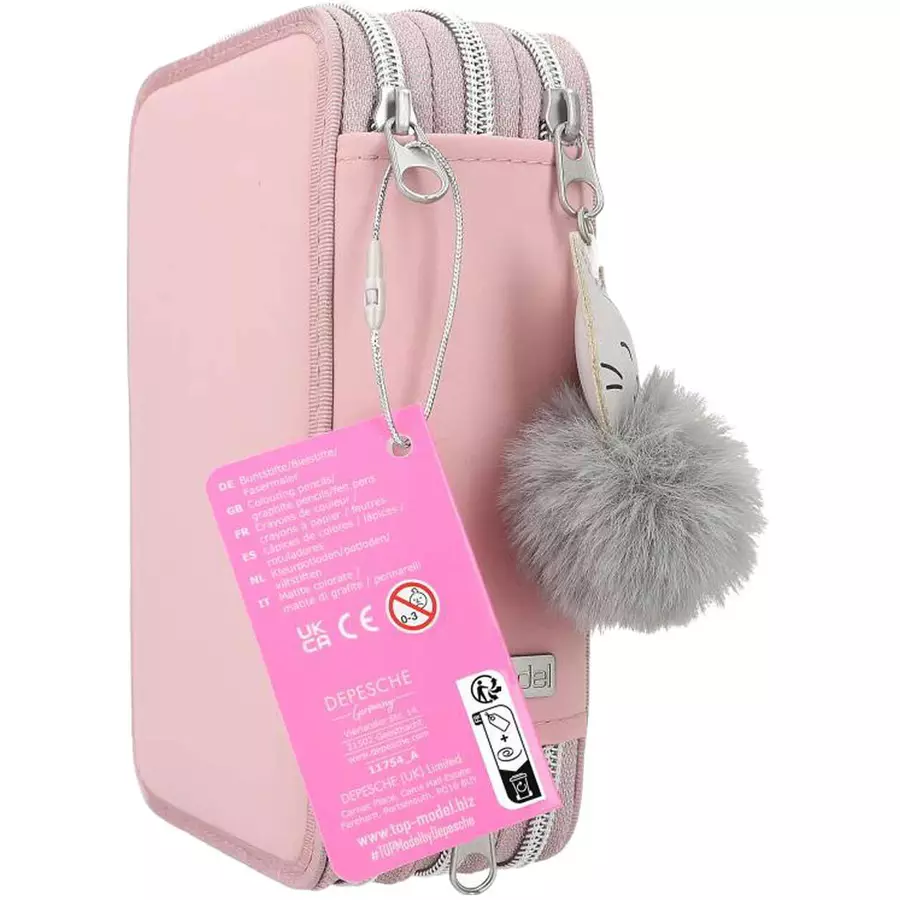 Depesche 3-Fach Federtasche Kätzchen inkl. Stifte TOPModel rosa