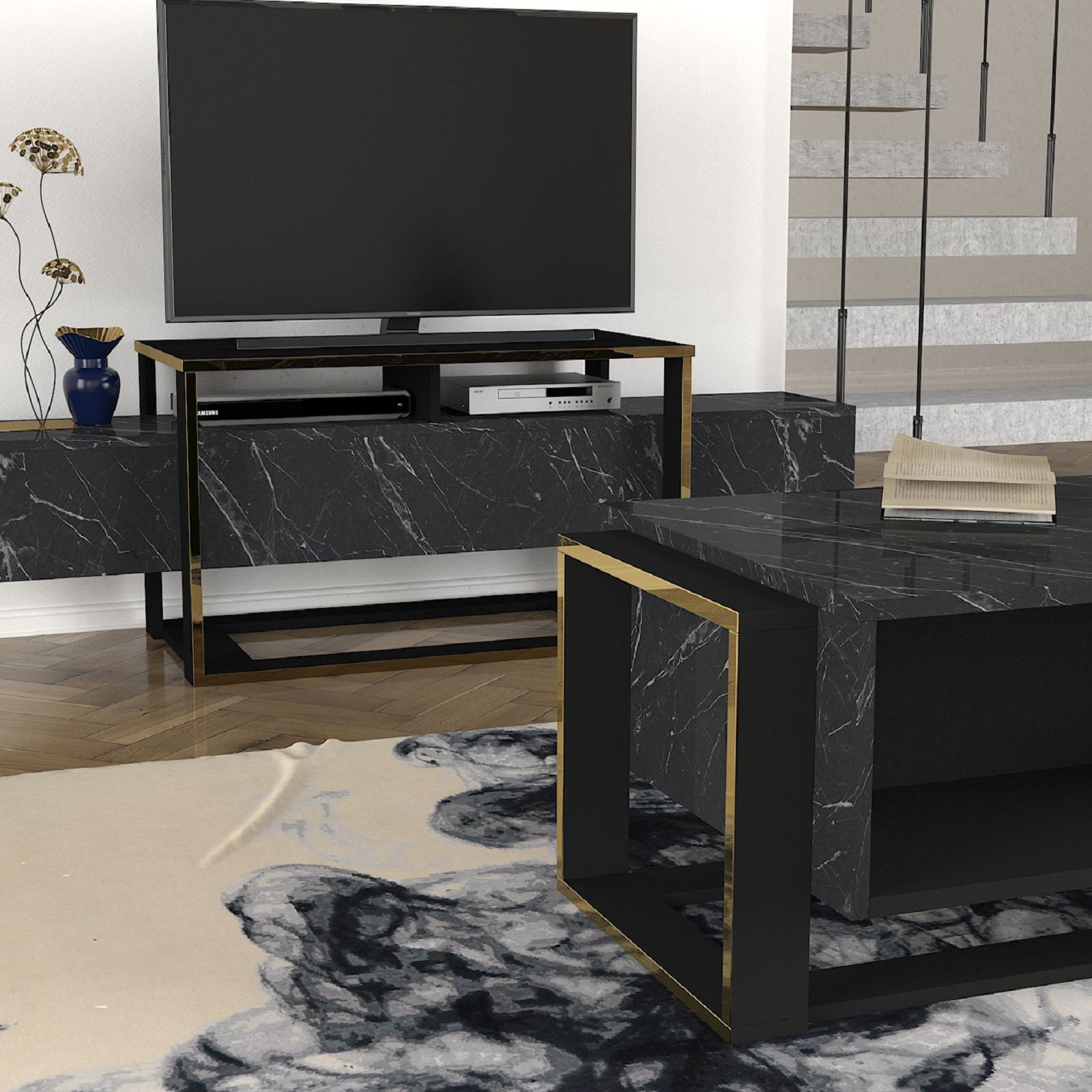 Couchtisch - grau-marmor - 107 cm