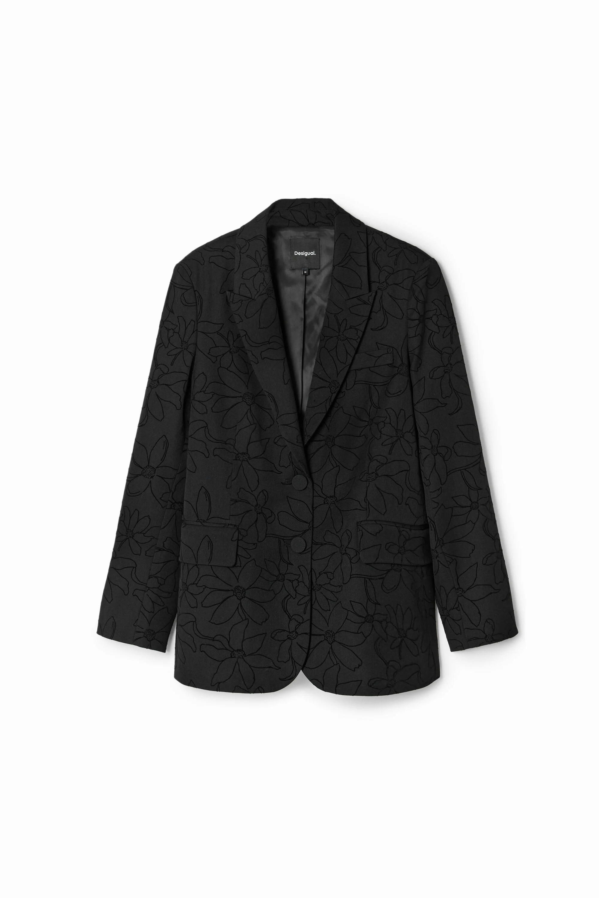 Blazer cropped com silhueta floral