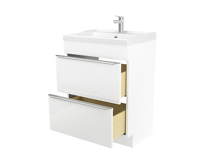 Meuble sous vasque à poser GoodHome Imandra blanc 60 cm + plan vasque Mila
